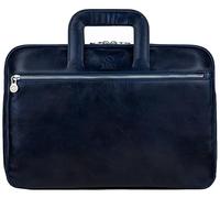Time Resistance Borsa Sottile in Pelle - Borsa per Computer in Pelle Fatta a Mano in Italia - Borsa per Laptop (Blu)