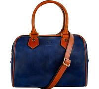 Time Resistance Borsa Tracolla Donna in Vera Pelle Realizzata a Mano - Pratica Borsa a Tracolla Donna Made in Italy - Borsa Tote (Blu)