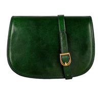 Time Resistance Borsa Tracolla Donna in Vera Pelle Realizzata a Mano - Pratica Borsa a Tracolla Donna Made in Italy - Borsetta Tracolla Donna Piccola con Tasca per Tablet (Verde)