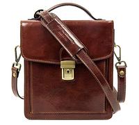 Time Resistance Borsello da Uomo a Tracolla - Tracolla da Uomo in Vera Pelle Realizzata a Mano in Italia da Esperti Artigiani - Borsa a Tracolla da Uomo Piccola con Chiusura a Scatto (Marrone)