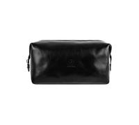 Beauty Case Uomo Pelle Realizzato in Italia da Esperti Artigiani - Beauty da Viaggio, Apertura Ampia - Borsa da Toilette da Viaggio - Time Resistance (Nero)