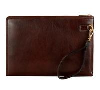 Time Resistance Pochette Uomo Fatta a Mano in Italia da Esperti Artigiani - Pratica Pochette Uomo da Polso con Cinturino Rimovibile - Borsello a Mano (Marrone)