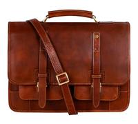 Time Resistance Valigetta in Pelle - Borsa Laptop in Pelle Italiana Fatta a Mano - Valigetta con Funzione Zaino (Cognac Marrone)