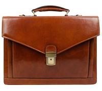 Time Resistance Valigetta in Pelle - Design Classico Fatto a Mano con Scomparto per Laptop (Marrone Cognac)
