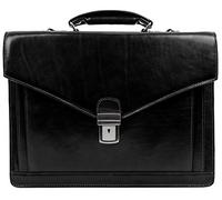 Time Resistance Valigetta in Pelle - Design Classico Fatto a Mano con Scomparto per Laptop (Nero)