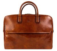 Time Resistance Ventiquattrore in pelle - Borsa per laptop in pelle pieno fiore fino a 17" per uomo e donna (cognac)