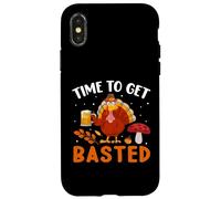 Time To Get Basted Turkey Thanksgiving Thankful Custodia per iPhone X/XS