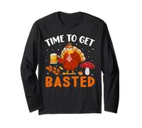Time To Get Basted Turkey Thanksgiving Thankful Maglia a Manica