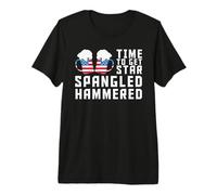 Time To Get Star Spangled Hammered America Drinking 4th July Maglietta Premium