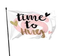 Time to Hug Garden Flag 3x5 FT Glitter Oro Cuore Cerchio Strisce Romantico Amore Citazione Poliestere Cortile Bandiere Casa Patio Prato Indoor Outdoor Saluto Banner