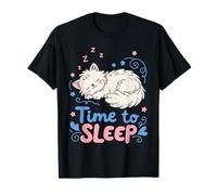Time to Sleep Kawaii Sleepy Cat Nap Lover Maglietta