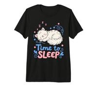 Time to Sleep Kawaii Sleepy Cat Nap Lover Maglietta Premium