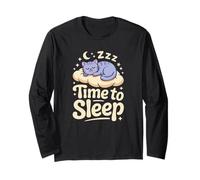 Time To Sleep - Simpatico Gatto Che Dorme per Dormire Maglia a Manica
