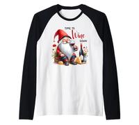 Time to Wine Down - Gnomo per Amanti del Vino Rosso Maglia con Maniche Raglan
