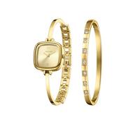 TIME100 Set Orologio Donna con Bracciale Bangle, Cassa Quadrata Arrotondata Ultra Sottile 8,2mm, Design Minimalista Impilabile, Movimento al Quarzo, Solo 26g, Confezione Regalo