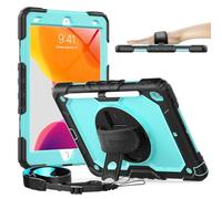 Timecity - Custodia per iPad 8th / 7th Generation (iPad 10.2 Case 2020/2019) con protezione per schermo, supporto rotante, cinghia per la mano e la spalla