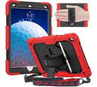 Timecity Custodia per iPad Air 10,5 (3a generazione 2019) e iPad Pro 10,5 2017, custodia antiurto con pellicola protettiva per display da polso, tracolla girevole a 360°, portapenne per Air3, rosso