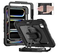 timecity Custodia per iPad Pro 11" M4 2024 5a generazione, supporto girevole a 360°, portapenne e ricarica wireless, antiurto, con pellicola protettiva per schermo e tracolla, per designer e