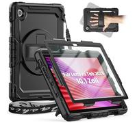timecity Custodia per Lenovo Tab 10,1 pollici 2025(TB-311FU/TB-311XU) con protezione dello schermo, supporto girevole a 360° e cinturino da polso, portapenne, tracolla e resistente protezione