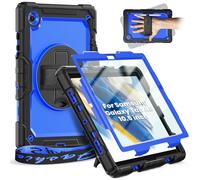 Timecity Custodia per Samsung Galaxy Tab A8 da 10,5 pollici (SM-X200/SM-X205), custodia antiurto resistente con pellicola proteggi schermo, supporto rotante a 360°, cinturino da polso, custodia
