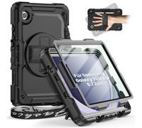 timecity Custodia Timecity per Samsung Galaxy Tab A9 8,7 pollici 2023, robusta custodia antiurto per Galaxy Tab A9 con protezione per lo schermo, supporto girevole a 360°, cinghia da polso, tracolla,