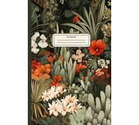 "Timeless Blooms" Notebook: Vintage Botanical Illustration with Red Accents, 120 Pages, 6 x 9 Inches