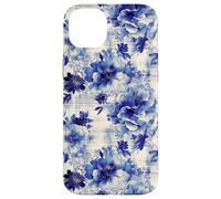 Timeless Blue Blossom Print Antico Ispirato Floreale Custodia per iPhone 14 Plus