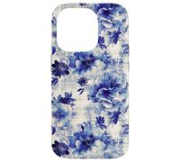 Timeless Blue Blossom Print Antico Ispirato Floreale Custodia per iPhone 14 Pro