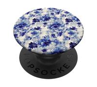Timeless Blue Blossom Print Antico Ispirato Floreale PopSockets PopGrip Adesivo
