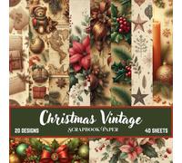 Timeless Yuletide Vintage Paper Pack: Classic Christmas Scrapbook Designs | 8.5×8.5 Double-Sided Decorative Pages | 20 Unique Patterns (40 Sheets) in Warm Festive Tones