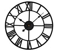 Timelike 40CM Orologio da Parete Silenzioso Lngranaggio Europeo con Grandi Numeri Romani Orologio al Quarzo Grandi Industriale Oro per Cameretta Soggiorno (Nero)