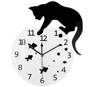 Timelike Fishbowl - Orologio da parete creativo con gatto, decorazione fai da te per la casa, orologio da parete con gatto su orologio, specchio per soggiorno, design 3D