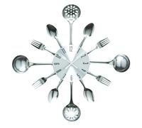 Timelike - Orologio da parete 40 cm in metallo, per cucina, motivo posate e utensili con cucchiaio forchetta, decorazione la casa moderna creativa, stile antico (argento