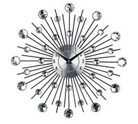 Timelike Orologio da Parete in Metallo, Stella di Cristallo Orologio da Parete con Brillantini Grande per Cucina Salotto Decorazione Casa (Round)
