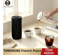 TIMEMORE pressa per caffè francese, caffettiera, macchina per tè, 450ml,15 once, vetro resistente al calore a maglie in acciaio inossidabile ad alta densità