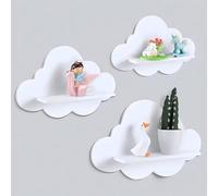 TIMENIL Set di 3 mensole da parete a forma di nuvola, bianche per la decorazione della stanza dei bambini, mensole galleggianti decorative per camera da letto e asilo nido