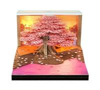 Timepiece Calendario 3D 2026, blocco note artistico 3D con luce, squisito blocco note di carta a forma di albero, creativo strappare via note appiccicose, regalo di Natale per collega amico