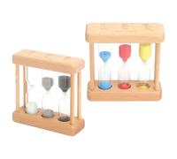 Timer a Clessidra Clessidra a Sabbia Clessidra Denti Clessidre Colorato Timer dell'orologio Time Management Clessidra 3 in 1, 1/3/5 minuti Legno Marrone 3 x 9 x 9.5 cm