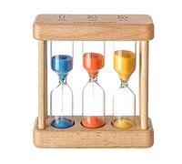 Timer a Clessidra, Clessidra a Sabbia, Clessidra Denti per Bambini, Clessidre Colorato Timer dell'orologio Time Management Clessidra 3 in 1, 1/3/5 minuti, Legno, Marrone, 3 x 9 x 9.5 cm