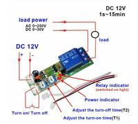 Timer ciclo regolabile ad alta precisione DC12V per relè di controllo ON OFF