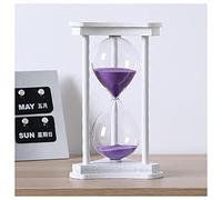 timer, Clessidra con timer, 15/30/60 minuti, orologio clessidra cornice in legno, decorativa(White Frame Purple Sand,60 minutes)
