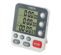 Timer da cucina a 3 canali Volume regolabile Luce lampeggiante Funzione di memoria Display digitale LCD Materiale ABS Supporto magnetico 99 ore Conto alla rovescia Modalità silenziosa Rotabile per