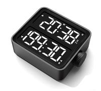 Timer da cucina a doppio schermo con ampio display LCD, timer digitale magnetico per conto alla rovescia per cucina e classe, sveglia programmabile 199 minuti con cavo USB, nero