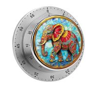 Timer da cucina a forma di elefante in vetro colorato per chef, orologio con timer da cucina con allarme forte, nessuna batteria richiesta, timer da tavolo meccanico con supporto magnetico