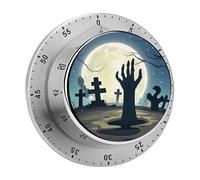 Timer da cucina a forma di fantasma del cimitero con allarme sonoro, promemoria magnetico per il conto alla rovescia di 60 minuti per cucinare, timer a carica visiva in acciaio inossidabile