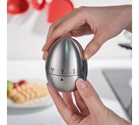 Timer da cucina a forma di uovo, timer meccanico da 60 minuti, in acciaio inox, senza batteria, altezza 7,9 cm