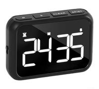 Timer da cucina a LED da 100 minuti con volume e luminosità regolabili, batteria USB ricaricabile, magnetico, supporto e opzioni di montaggio con gancio per il posizionamento (nero)