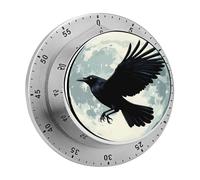 Timer da cucina con conto alla rovescia di 60 minuti per la luna piena, corvo e corvo, per lo studio a casa