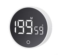 Timer da cucina con display a LED, regolazione del volume e della luminosità, retro magnetico, per cucinare, cuocere, in itness, attività di temporizzazione (bianco)