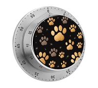Timer da cucina con impronta di di cane per cucinare, timer da cucina in acciaio inossidabile, orologio magnetico con conto alla rovescia da 60 minuti, meccanico a carica, per aula, palestra, studio,